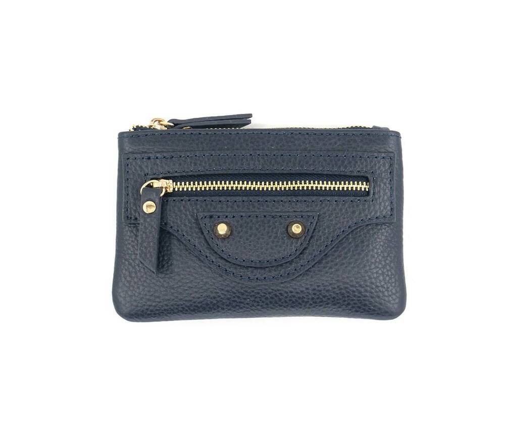 NEW BC HANDBAGS women's ciaga leather zippered card case in navy
